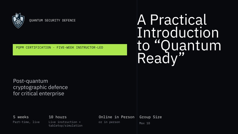 CPQCPM Certified Post Quantum Cryptography Programme Manager course brochure cover