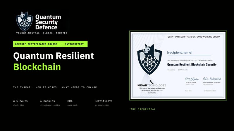 Quantum Resilient Blockchain certification brochure cover