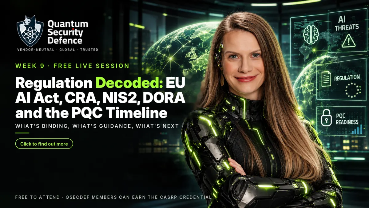 Week 9: Regulation Decoded: EU AI Act, CRA, NIS2, DORA and the PQC Timeline